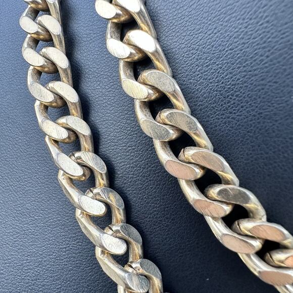 Chunky Gold Tone Cuban Curb Chain Necklace Chinky Mob Wife Jewelry Vintage 31” - Picture 4 of 6